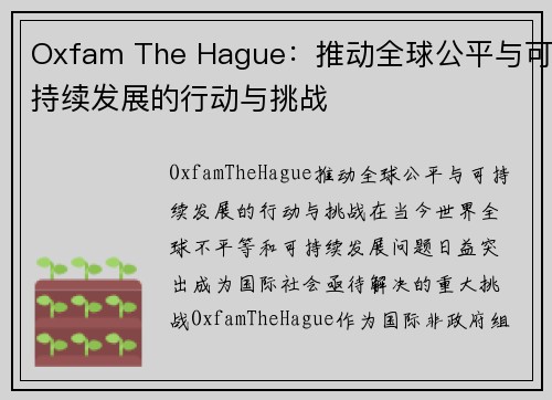 Oxfam The Hague：推动全球公平与可持续发展的行动与挑战